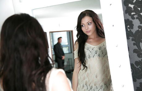 Svelte american youthful Megan Sage hard fucked after sucking big cock 